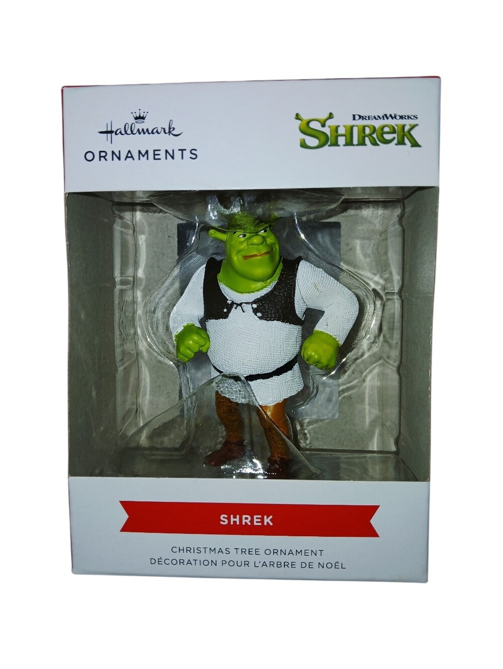NWT Hallmark/Dreamworks Shrek Green and White Holiday Ornament, One Size